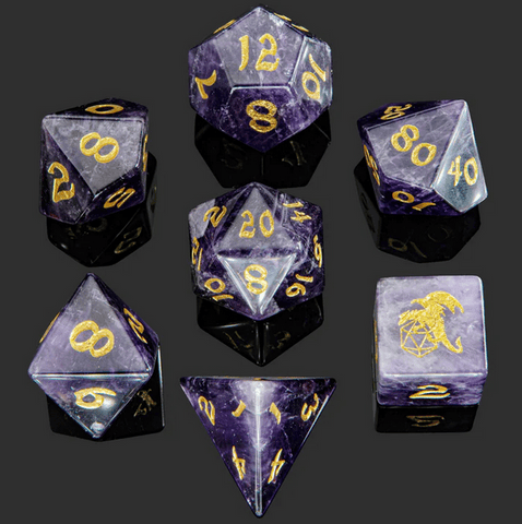 Dragons Hoard Gemstone Dice Set: Natural Amethyst